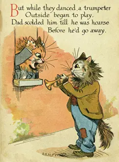Louis Wain Cat Art Prints: Louis Wain, Daddy Cat - trumpeter