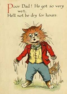 Louis Wain Cat Art Prints: Louis Wain, Daddy Cat - wet