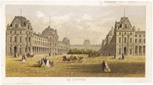 <b class=qtipBold><figcaption>Louvre Exterior 1860</figcaption></b><br>Exterior view of the palace of the Louvre, before the Siege and the Commune during which the Tuileries were destroyed. Some might prefer the group of trees to today's pyramid.<br><em>© Mary Evans Picture Library</em> Louvre Exterior 1860