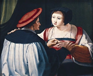 LUCAS VAN LEYDEN (1494-1533). The loving couple LUCAS VAN LEYDEN (1494-1533). The loving couple