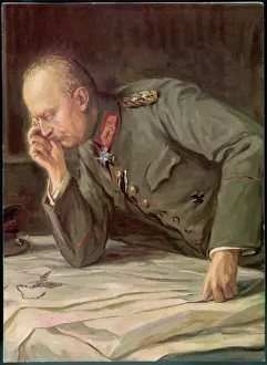 Generals And Leader Prints: General Ludendorff Studies Battlefield Maps Print