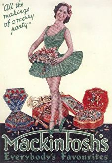 <b class=qtipBold><figcaption>Mackintosh toffees</figcaption></b><br>Full page colour advertisement for Mackintosh confectionary from the 1933 ILN Christmas number.<br><em>© Mary Evans Picture Library 2015 - https://copyrighthub.org/s0/hub1/creation/maryevans/MaryEvansPictureID/10215112</em> Mackintosh toffees