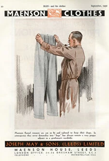Trousers Collection: Maenson Clothes advertisement for flannel trousers, 1930