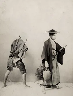 Man about to be attacked by a robber with a knife, Japan Man about to be attacked by a robber with a knife, Japan