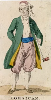 Corsican Gallery: Man from Corsica, smoking a long pipe Date: circa 1820