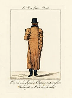Chapeau Gallery: Man in flowerpot hat, cherub hairstle and long ridingcoat