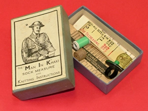 Man in Khaki WW1 sock knitting kit box and instructions Man in Khaki WW1 sock knitting kit box and instructions