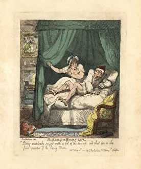 Man seized by leg cramp in the honeymoon bed Man seized by leg cramp in the honeymoon bed
