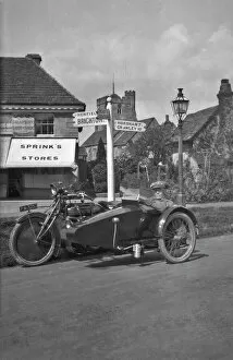 Brighton Gallery: Man waiting in sidecar on a Sussex road