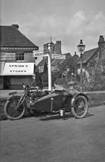 Man waiting in sidecar on a Sussex road Man waiting in sidecar on a Sussex road