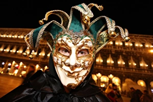 Man wearing Venice Carnival Jester Costume Man wearing Venice Carnival Jester Costume