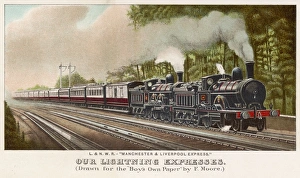 <b class=qtipBold><figcaption>Manch / Liverpool Expres</figcaption></b><br>The 'Manchester and Liverpool' express of the London and North-Western Railway<br><em>© Mary Evans Picture Library</em> Manch / Liverpool Expres