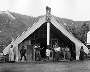 Maori group outside building, New Zealand Maori group outside building, New Zealand