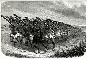 Maori Collection: Maori War-Dance, First Taranaki War, March 1860 - March 1861