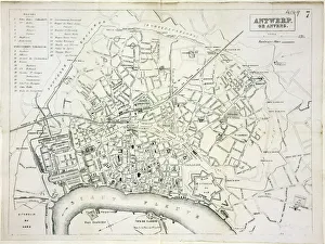 <b class=qtipBold><figcaption>Map of Antwerp</figcaption></b><br>Map of the city of Antwerp, Belgium Date: 19th century<br><em>© Mary Evans / National Archives</em> Map of Antwerp