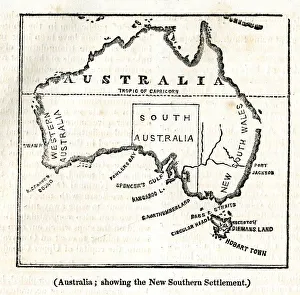 Map of Australia showing the New Southern Settlement Map of Australia showing the New Southern Settlement
