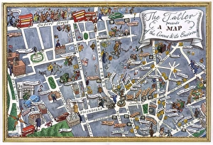 Map of central London with Piccadilly Circus at centre Map of central London with Piccadilly Circus at centre