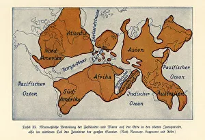Map of the continents and seas in the Upper Jurassic era Map of the continents and seas in the Upper Jurassic era