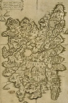 Corsica Gallery: Map of Corsica. Italian engraving. 16th century