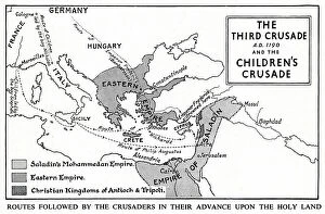 Cyprus Collection: Map of Third Crusade and Childrens Crusade