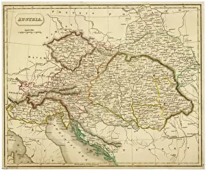 Prints of Map of the Austrian Empire Austria Prints: Austrian Empire Print 1857 Map of Europe