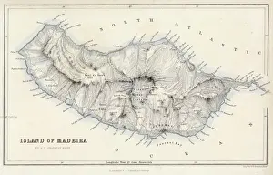 Prints of Map of Madeira Portugal Prints: 19th Century Madeira Island Print