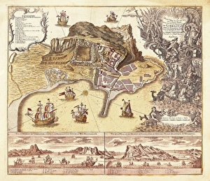 Map of Gibraltar (XVIIIIth c.). Etching Map of Gibraltar (XVIIIIth c.). Etching