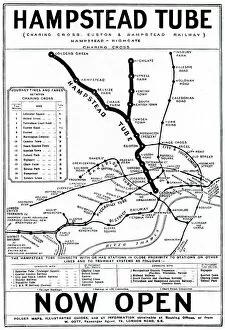 Images Dated 17th September 2019: Map of London Underground railway, Hampstead Tube