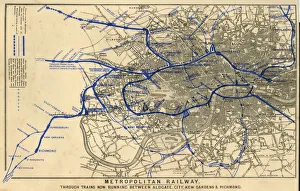 Map, Metropolitan Underground Railway Map, Metropolitan Underground Railway