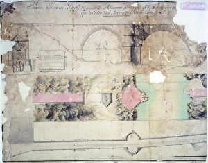 <b class=qtipBold><figcaption>Map of Plasencia</figcaption></b><br>Plasencia, plan, elevation and section, Spain c. 1801 Date: c. 1801<br><em>© Mary Evans / National Archives</em> Map of Plasencia