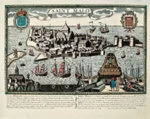 Sun Light Gallery: Map of Saint Malo, 17th c. Engraving