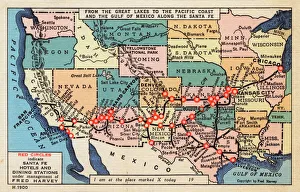 Map - Santa Fe Hotels and Dining Stations run by Fred Harvey Map - Santa Fe Hotels and Dining Stations run by Fred Harvey