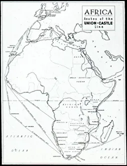 Map Showing Routes of the Union Castle Line to Africa Map Showing Routes of the Union Castle Line to Africa