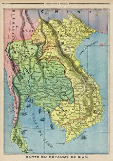1893 Collection: Map Siam / Thailand 1893