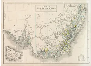 <b class=qtipBold><figcaption>Maps/Australia 1854</figcaption></b><br>Victoria, New South Wales, South Australia<br><em>© Mary Evans Picture Library</em> Maps/Australia 1854