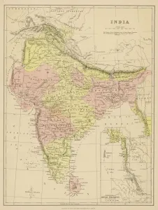Maps And Chart Prints: India Print C1870 Map of British Presidencies