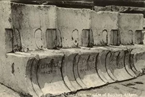 Dignitaries Gallery: Marble thrones in the Theatre of Dionysus, Athens, Greece