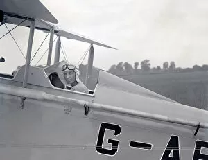Marjorie Vereker in her aircraft at Heston Aerodrome