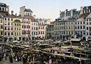 Market in the centre of Warsaw, Poland, circa 1890s