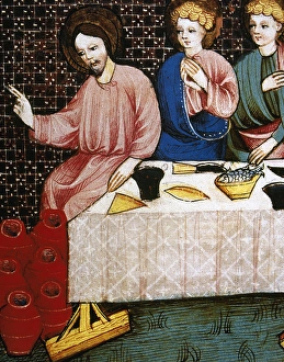 Marriage at Cana. Miracle of Jesus. Miniature. 15th century Marriage at Cana. Miracle of Jesus. Miniature. 15th century