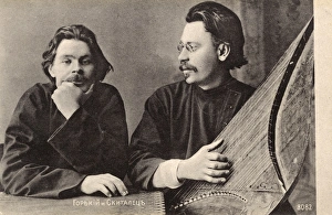 Maxim Gorky, Russian Writer with a Gusli Player Maxim Gorky, Russian Writer with a Gusli Player
