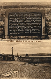 Mayflower memorial stone and Tablet, Plymouth, England Mayflower memorial stone and Tablet, Plymouth, England