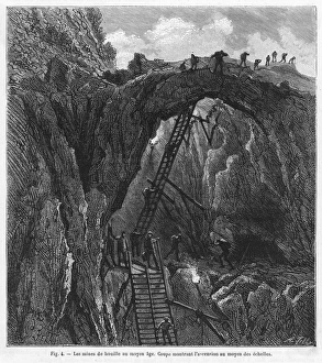 <b class=qtipBold><figcaption>Medieval French Mining</figcaption></b><br>A coal mine in France during the medieval era, showing the ladders that the miners use to descend to the coal face.<br><em>© Mary Evans Picture Library</em> Medieval French Mining