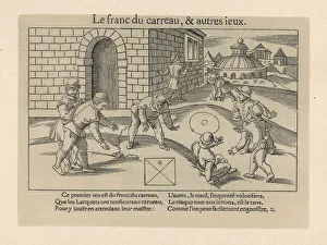 Medieval men playing the game of franc-carreau Medieval men playing the game of franc-carreau