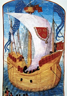 Medieval ship. Carrack. French Navy. Miniature Medieval ship. Carrack. French Navy. Miniature