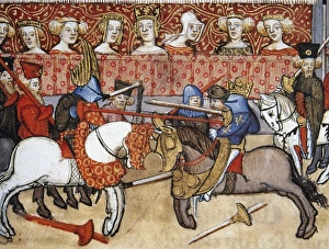 Tournament Gallery: Medieval tournament. Great Chronicles of France. Miniature