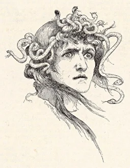 <b class=qtipBold><figcaption>Medusa (Anon)</figcaption></b><br>The chief of the Gorgons, her face is so terrible that anyone who sees it is turned to stone : but Perseus slays her by looking in a mirror as he removes her head<br><em>© Mary Evans Picture Library</em> Medusa (Anon)