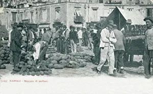 <b class=qtipBold><figcaption>Melon Market, Naples (Napoli), Italy</figcaption></b><br>Melon Market, Naples (Napoli), Italy. Date: 1899<br><em>© Mary Evans / Grenville Collins Postcard Collection</em> Melon Market, Naples (Napoli), Italy