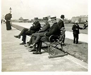 Three men on a bench, Littlehampton, West Sussex Three men on a bench, Littlehampton, West Sussex