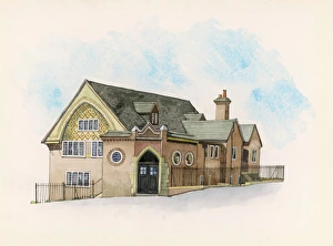 <b class=qtipBold><figcaption>Mepl/Keeler Painting</figcaption></b><br>All Saints Parish Hall, which houses the Mary Evans Picture Library. The building was built in 1928 and the architect was Charles Winmill.<br><em>© Mary Evans Picture Library</em> Mepl/Keeler Painting